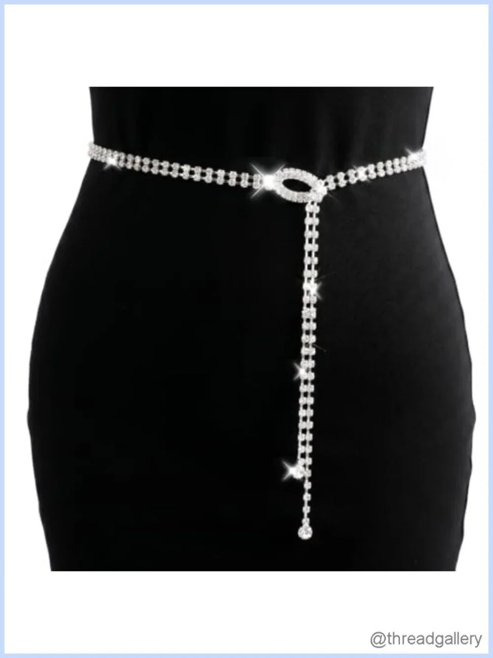 Rhinestone Chain Belt Glass Crystals Zinc Alloy Adjustable Sparkly